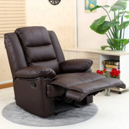 More4Homes Loxley Bonded Leather Recliner Armchair Sofa Home Lounge Chair Reclining Gaming (Brown) - thumbnail 1