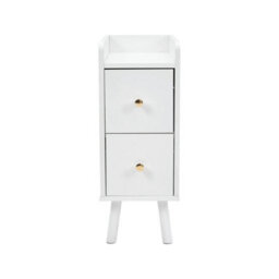 Living And Home Modern White Mdf Bedside Table With 2 Drawers, 20Cm W - thumbnail 5