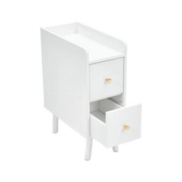 Living And Home Modern White Mdf Bedside Table With 2 Drawers, 20Cm W - thumbnail 4