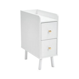 Living And Home Modern White Mdf Bedside Table With 2 Drawers, 20Cm W - thumbnail 3