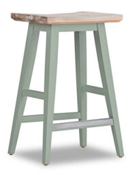Statement Furniture Florence Sage Green Bar Stool, H65Cm, Acacia Hardwood Rectangular Seat