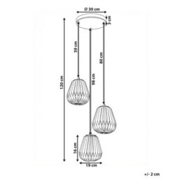 Wyld And Coco Lighting Origami 3-Light Pendant Lamp With White Paper Shades, 120Cm Drop, Matt Painted Iron Base - thumbnail 4