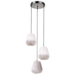Wyld And Coco Lighting Origami 3-Light Pendant Lamp With White Paper Shades, 120Cm Drop, Matt Painted Iron Base - thumbnail 1
