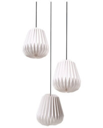 Wyld And Coco Lighting Origami 3-Light Pendant Lamp With White Paper Shades, 120Cm Drop, Matt Painted Iron Base - thumbnail 3