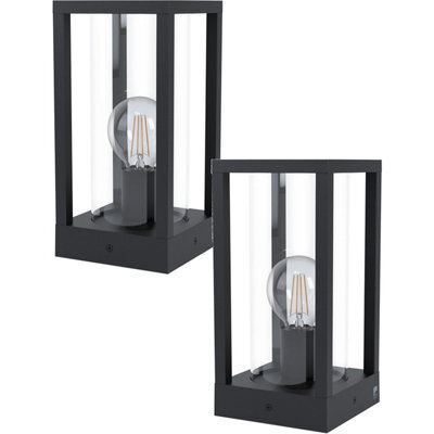 2 Pack Black Cast Aluminium Ip44 Outdoor Bollard Lights With E27 Lamp Holder - image 1