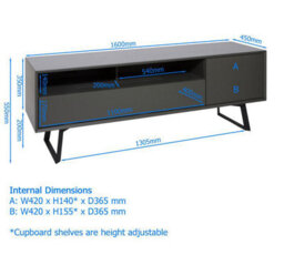 Alphason Carbon Tv-Stand With 1 Flap And 1 Door Grey - thumbnail 5