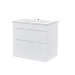Nes Home White 600mm Pvc 2 Drawer Wall Hung Vanity Cabinet And Slim Basin Unit - thumbnail 6