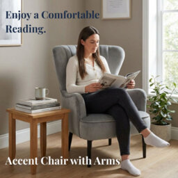 Evre Velvet Armchair, Large High Back Accent Reading Chairs For Living Room, Bedroom Or Office, Grey - thumbnail 7
