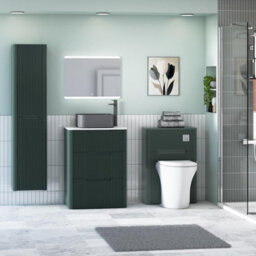 Royal Bathrooms Avenza 600mm Deep Moss Green Floor Standing Countertop Bathroom Vanity Unit 3 Drawer With Art Square Basin - thumbnail 4