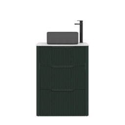 Royal Bathrooms Avenza 600mm Deep Moss Green Floor Standing Countertop Bathroom Vanity Unit 3 Drawer With Art Square Basin - thumbnail 6