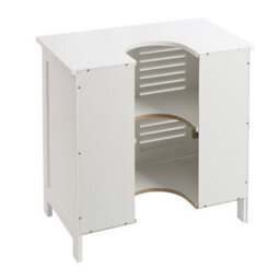 Living And Home Bathroom Storage Under Sink Cabinet White Wooden Bathroom Vanity Unit Without Basin - thumbnail 4