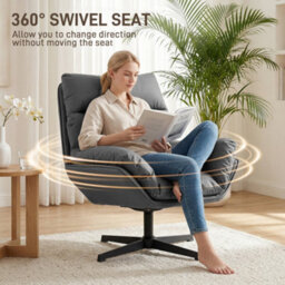 Homcom Accent Chair With 360 Swivel Dark Grey - thumbnail 4