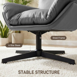 Homcom Accent Chair With 360 Swivel Dark Grey - thumbnail 7