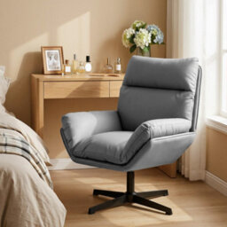 Homcom Accent Chair With 360 Swivel Dark Grey - thumbnail 1