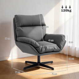 Homcom Accent Chair With 360 Swivel Dark Grey - thumbnail 3