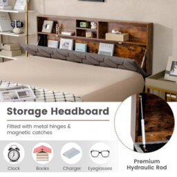 Double Size Bed Frame Padded Platform Bed Slat Support - thumbnail 5