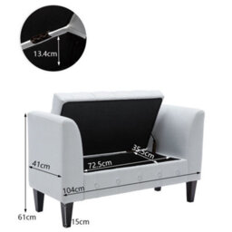 Living And Home Grey Linen Storage Bed End Bench Ottoman Chaise Pouffe Stool - thumbnail 7