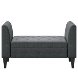 Living And Home Grey Linen Storage Bed End Bench Ottoman Chaise Pouffe Stool - thumbnail 3
