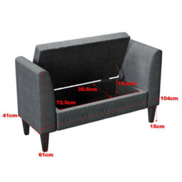 Living And Home Grey Linen Storage Bed End Bench Ottoman Chaise Pouffe Stool - thumbnail 5