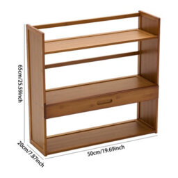 Living And Home Brown Three-Tier Bamboo Tabletop With Drawers 50Cm(W) X 20Cm(D) X 65Cm(H) - thumbnail 9