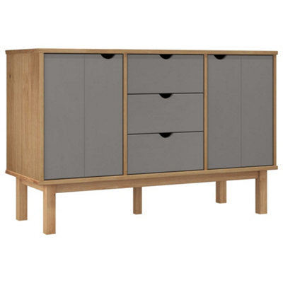 Vidaxl Sideboard Otta Brown And Grey 113.5X43X73 Cm Solid Wood Pine - image 1