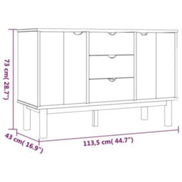 Vidaxl Sideboard Otta Brown And Grey 113.5X43X73 Cm Solid Wood Pine - thumbnail 8
