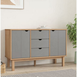 Vidaxl Sideboard Otta Brown And Grey 113.5X43X73 Cm Solid Wood Pine - thumbnail 2
