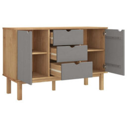 Vidaxl Sideboard Otta Brown And Grey 113.5X43X73 Cm Solid Wood Pine - thumbnail 4