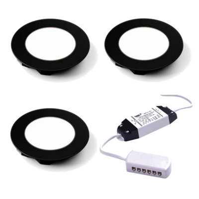 Unknown Nero Recessed, Led Under Cabinet Light Natural White 4000 4500K Matt Black 65mm 2.3W, 3 Lights & Driver - image 1