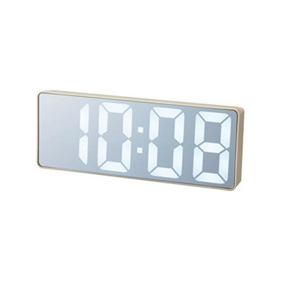 Bruno Ivory Led Mirror Clock With Alarm, Thermometer And Usb Charging (Ivory) - image 1