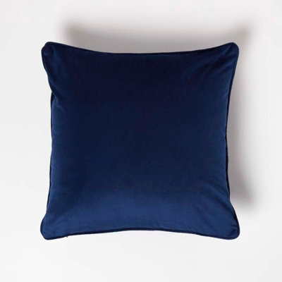 Homescapes Navy Filled Velvet Cushion With Piped Edge 46 X 46 Cm - image 1