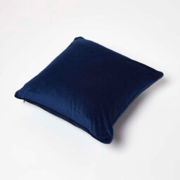 Homescapes Navy Filled Velvet Cushion With Piped Edge 46 X 46 Cm - thumbnail 5