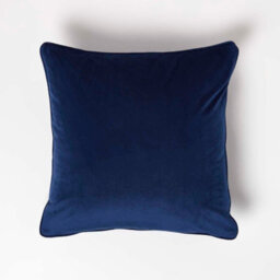 Homescapes Navy Filled Velvet Cushion With Piped Edge 46 X 46 Cm - thumbnail 3