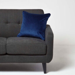 Homescapes Navy Filled Velvet Cushion With Piped Edge 46 X 46 Cm - thumbnail 2