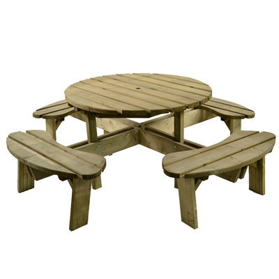 Leisurebench Aberdeen 8 Seat Round Heavy Duty Picnic Table 215Cm - Green Pine - image 1