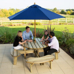 Leisurebench Aberdeen 8 Seat Round Heavy Duty Picnic Table 215Cm - Green Pine - thumbnail 5