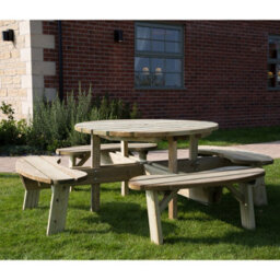 Leisurebench Aberdeen 8 Seat Round Heavy Duty Picnic Table 215Cm - Green Pine - thumbnail 4