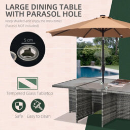 Wyld Haus Tasuke Mixed Grey 10-Seater Rattan Cube Garden Dining Set With Cushions And Rectangular Glass Table - thumbnail 6