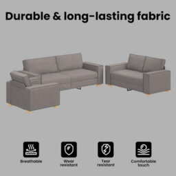 Vidaxl Sofa Set With Cushion 3 Pcs Taupe 220 X 78 X 84 Cm Fabric - thumbnail 7