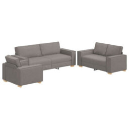 Vidaxl Sofa Set With Cushion 3 Pcs Taupe 220 X 78 X 84 Cm Fabric - thumbnail 2