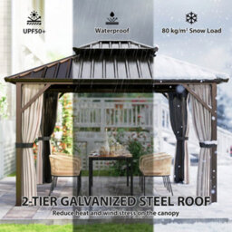 Outsunny 3 X 3.6 M Hardtop Gazebo Canopy With Aluminium Frame, Garden Gazebo - thumbnail 4