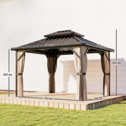 Outsunny 3 X 3.6 M Hardtop Gazebo Canopy With Aluminium Frame, Garden Gazebo - thumbnail 3