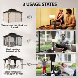 Outsunny 3 X 3.6 M Hardtop Gazebo Canopy With Aluminium Frame, Garden Gazebo - thumbnail 6