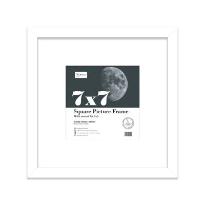 "7X7"" White Picture Frame - 7X7"" Square Frame With 5X5"" Mount For 7X7""/5X5"" Pictures Moderrn Style Thin Edge, 1 Pack" - image 1