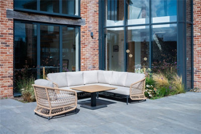 Norfolk Leisure Norfolk Collection Peakdale Open Weave Mini Corner With Armchair And Height Adjust Table