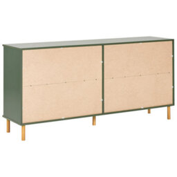 Wyld And Coco 6-Drawer Chest With Green-Gold Accents And Solid Wood Legs, Wide Matt Finish, 1580mm. - thumbnail 6