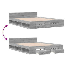 Berkfield Bed Frame With Drawers Without Mattress Grey Sonoma 140X200 Cm - thumbnail 7