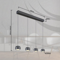 Luminosa Lighting Luminosa Marthy Bar Pendant Ceiling Light Grey Matt 4X Led 3000K - thumbnail 6