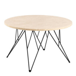 Furniture To Go Prunus Round Coffee Table In Matt Beige And Matt Black Coated Steel Base 80X46.4Cm - thumbnail 1