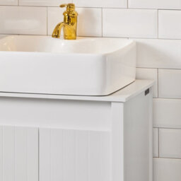 Sobuy Bzr101-W, Bathroom Storage Cabinet Under Sink Cabinet Sink Cabinet With Doors &adjustable Shelf & Pipe Cover - thumbnail 9